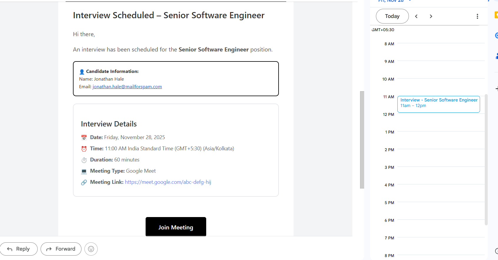 Interviewer Email